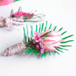 BUTTONHOLE ~ Designer: Premium Greens Australia ~ Flowers & Foliage: serruria Pretty in Pink, waxflower, Sea Star Fern™