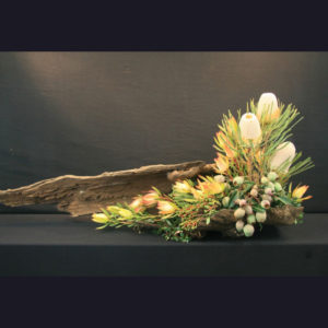 ARRANGEMENT ~ Designer : Elyza Bowe, Wildflowers Australia competition ~ Flowers : banksia, leucadendron and gum nuts